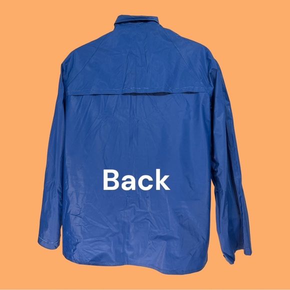 Mid West Rain Jacket Long Sleeve Zip Up & Snap High Neck Blue Med Fits Small - Picture 2 of 9